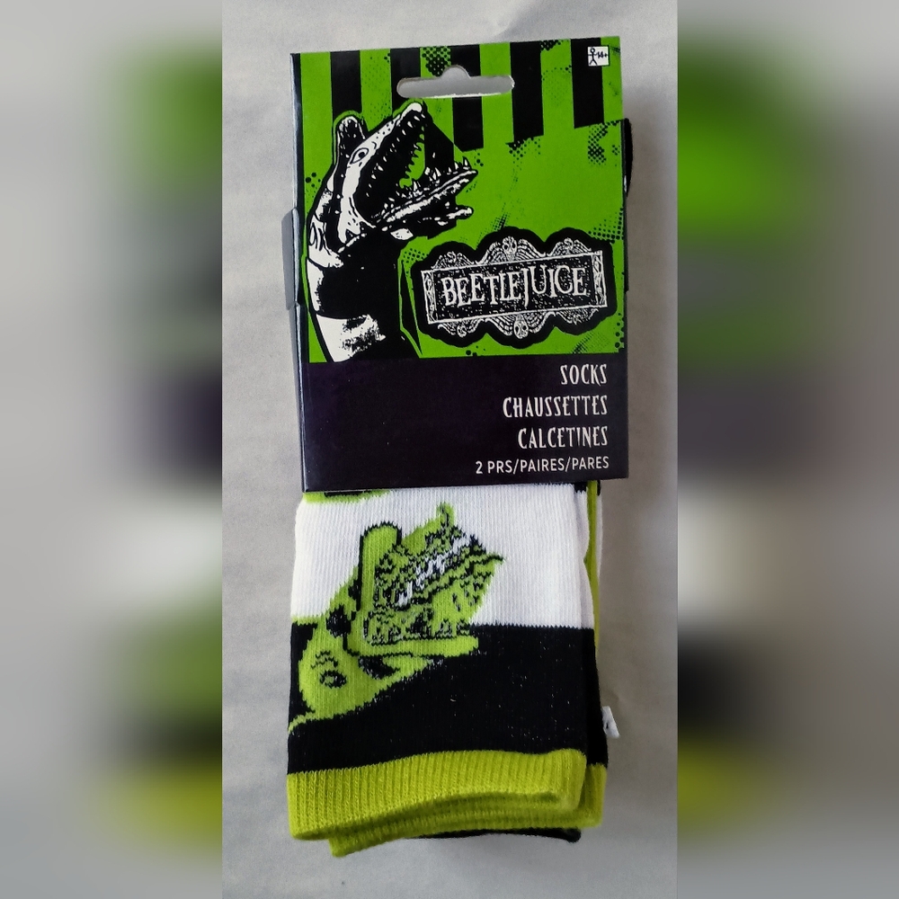 1 Pair Beetlejuice Green Sand Worm Cosplay Socks OSFM WB New NOS 2022